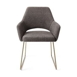 Jesper Home Yanai eetkamerstoel Amazing Grey slide gold