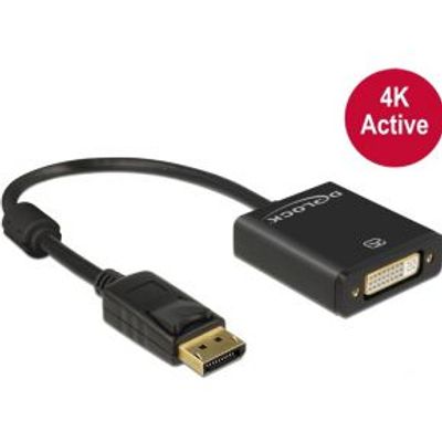 Delock 62599 Adapter DisplayPort 1.2 male > DVI female 4K Actief zwart