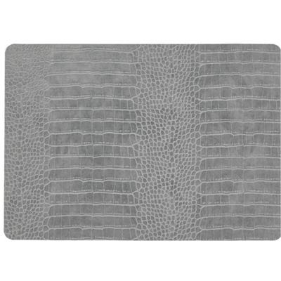 Unique Living placemats Croco lederlook - 1x - 43 x 30 cm - zilvergrijs - pvc - tafel onderleggers