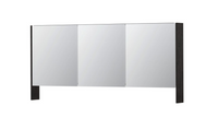 INK SPK3 spiegelkast met 3 dubbel gespiegelde deuren, open planchet, stopcontact en schakelaar 160 x 14 x 74 cm, houtskool eiken