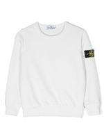 Stone Island Junior sweat en coton à patch logo - Blanc