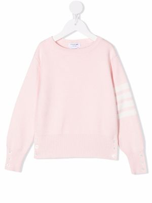 Thom Browne Kids pull rayé à col rond - Rose