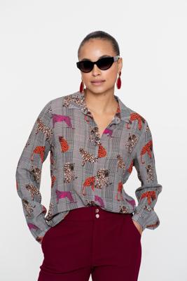 Geisha Blouse Print Animal Lurex 53756-20 Blouse 420 Pink/orange