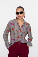 Geisha Blouse Print Animal Lurex 53756-20 Blouse 420 Pink/orange