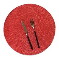 2 stks PP ronde ovale geweven placemat grootte: diameter 18cm (rood)