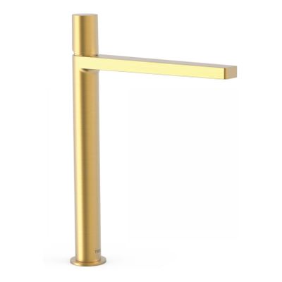 Wastafelkraan Tres Project | Opbouw | Mengkraan | Hoog model | 1-knop | Rond | 24k Goud mat