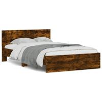 Bedframe met hoofdeinde en LED gerookt eikenkleurig 135x190 cm