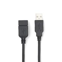 USB-Kabel | USB 2.0 | USB-A Male | USB-A Female | 480 Mbps | Vernikkeld | 2.00 m | Rond | PVC | Zwar