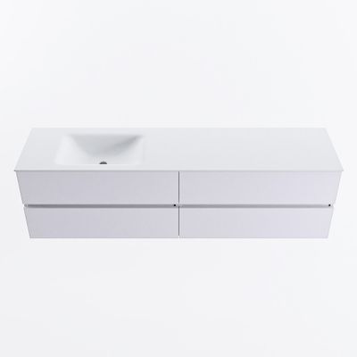 MONDIAZ VICA 180cm badmeubel onderkast Cale 4 lades. Wastafel CLOUD links 1 kraangat, kleur Talc.