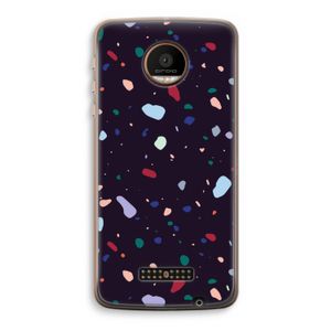 Dark Rounded Terrazzo: Motorola Moto Z Force Transparant Hoesje