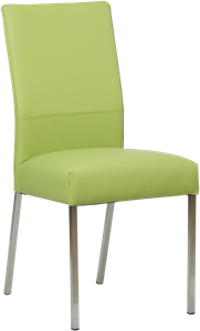 Felgroene leren moderne eetkamerstoel Real - poot vierkant rvs - Toledo Leer Lime (felgroen leer)