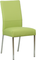 Felgroene leren moderne eetkamerstoel Real - poot vierkant rvs - Toledo Leer Lime (felgroen leer)