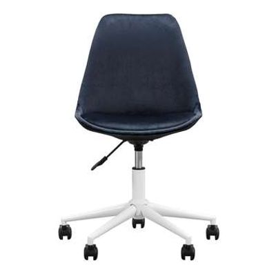 Bureaustoel Senja - velvet - blauw - wit metaal