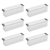 Q-line opbergbox 1,3L - Set van 6 - Transparant/grijs - thumbnail