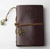 2 PC'S spiraal notebook dagboek Kladblok Vintage piraat ankers PU lederen briefpapier gift reiziger Journal papierformaat: S (koffie)