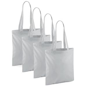 Draagtasje met hengsels - 10x - lichtgrijs - 42 x 38 cm - katoen - 10 liter - boodschappen - gymtas