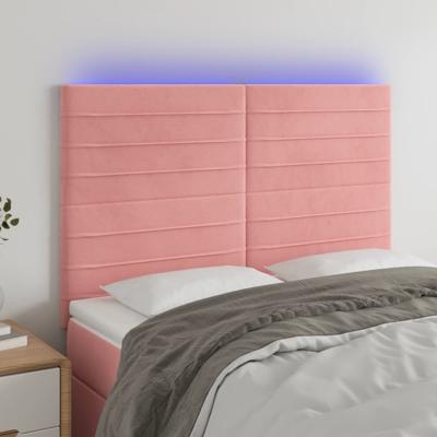 Hoofdbord LED 144x5x118/128 cm fluweel zwart