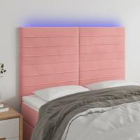 Hoofdbord LED 144x5x118/128 cm fluweel zwart