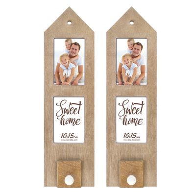 2x stuks houten fotolijst met haakje 54 x 15 cm geschikt voor een foto van 10 x 15 cm