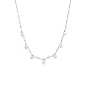 Ketting Parels zilver-zoetwaterparels wit 1,4 mm 40 + 4 cm