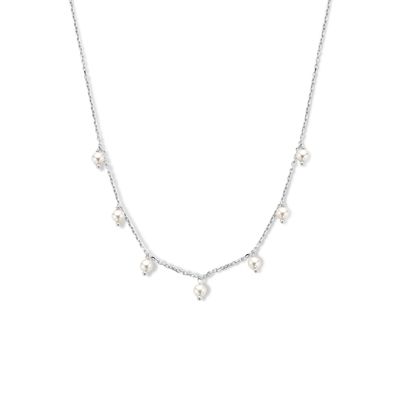 Ketting Parels zilver-zoetwaterparels wit 1,4 mm 40 + 4 cm