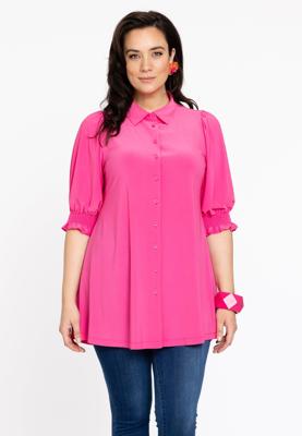 Yoek Blouse met pofmouwen | Roze | Maat 46/48