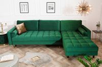 Elegante hoekbank COSY VELVET 260cm smaragdgroene fluwelen veerkern 3-zitsbank - 40274 - thumbnail