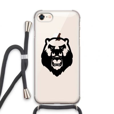 Angry Bear (black): iPhone 8 Transparant Hoesje met koord