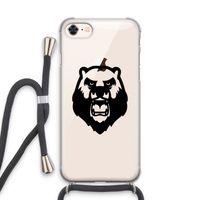 Angry Bear (black): iPhone 8 Transparant Hoesje met koord