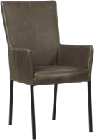 Donkerbruine leren moderne eetkamerstoel Daily - poot vierkant zwart - Vintage leer Elephant (donkerbruin leer)