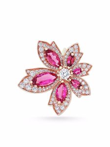 David Morris bague Palm Flower en or rose 18ct sertie de diamants et de rubellite