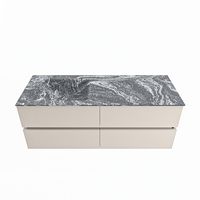 MONDIAZ VICA-DLUX 130cm badmeubel onderkast Linen 4 lades. Inbouw wastafel CLOUD links zonder kraangat, kleur Lava.