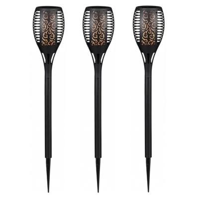 Set van 3x stuks solar tuinlampen/tuinfakkels met vlameffect op zonne-energie 58 cm
