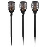 Set van 3x stuks solar tuinlampen/tuinfakkels met vlameffect op zonne-energie 58 cm
