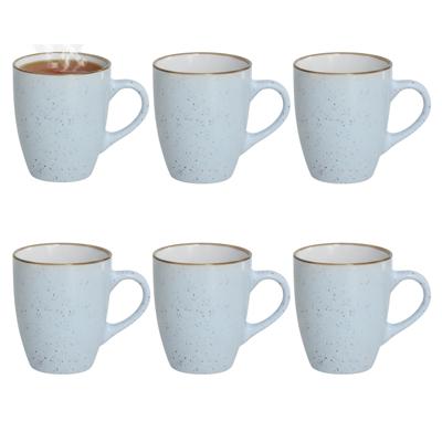 Gerimport Koffie / thee mok Sweets - 6x stuks - blauw - 350 ml - keramiek