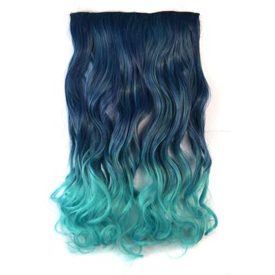 Eendelige naadloze Hair Extension stuk kleur verloop grote golf lang Curling Clip Type haarstukje