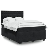 Boxspring met matras fluweel zwart 160x200 cm Boxspring met matras fluweel zwart 160x200 cm