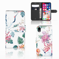 Apple iPhone Xr | Telefoonhoesje | Met pasjeshouder | Bird Flowers