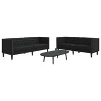 2-delige Loungeset Chesterfield-stijl kunstleer zwart