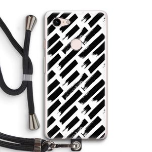 Zwarte vegen: Pixel 3 Transparant Hoesje met koord