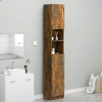 Badkamerkast 32x25,5x190 cm bewerkt hout gerookt eikenkleurig