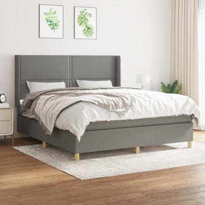 Boxspring met matras stof donkergrijs 160x200 cm