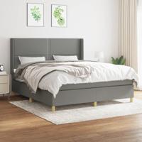 Boxspring met matras stof donkergrijs 160x200 cm