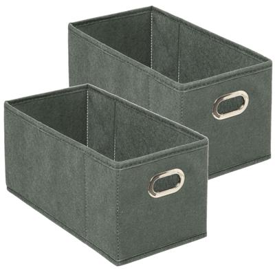 Opbergmand/kastmand - Set van 2x stuks - grijsgroen - linnen - 7 liter - 31 x 15 x 15 cm - Opbergbox