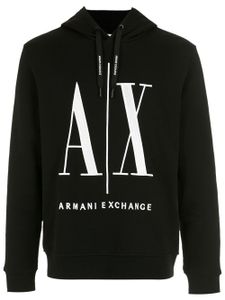 Armani Exchange hoodie à logo brodé - Noir