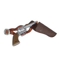Verkleed sheriff/cowboy wapen zilver met holster 22 cm   - - thumbnail