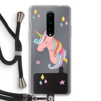 Roze eenhoorn: OnePlus 8 Transparant Hoesje met koord