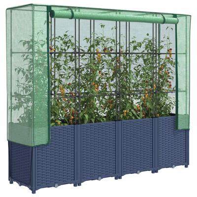 Plantenbak verhoogd met kashoes 160x40x153 cm rattanlook
