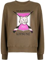 Maison Kitsuné sweat en coton à imprimé graphique - Vert - thumbnail