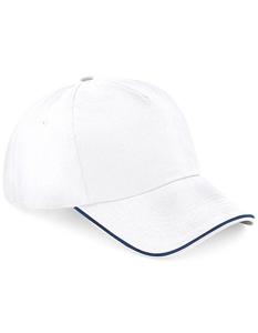 Beechfield CB25c Authentic 5 Panel Cap - Piped Peak - White/French Navy - One Size